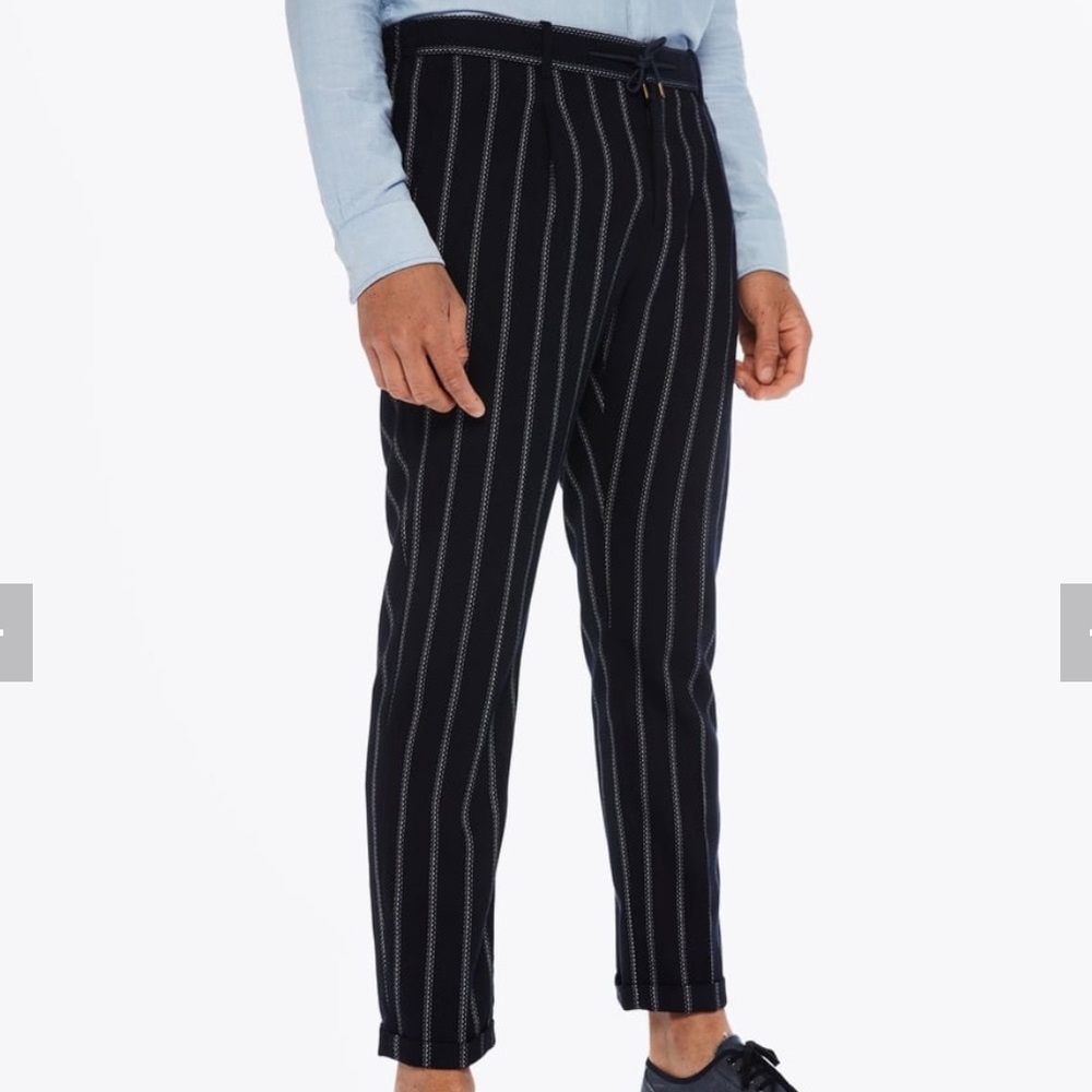 SCOTCH & SODA Blake Pleated tweed Chinos - Navy